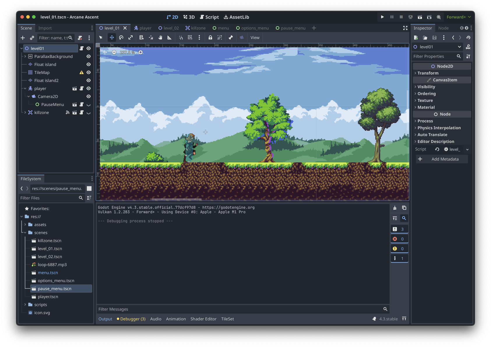 Screenshot of a game project